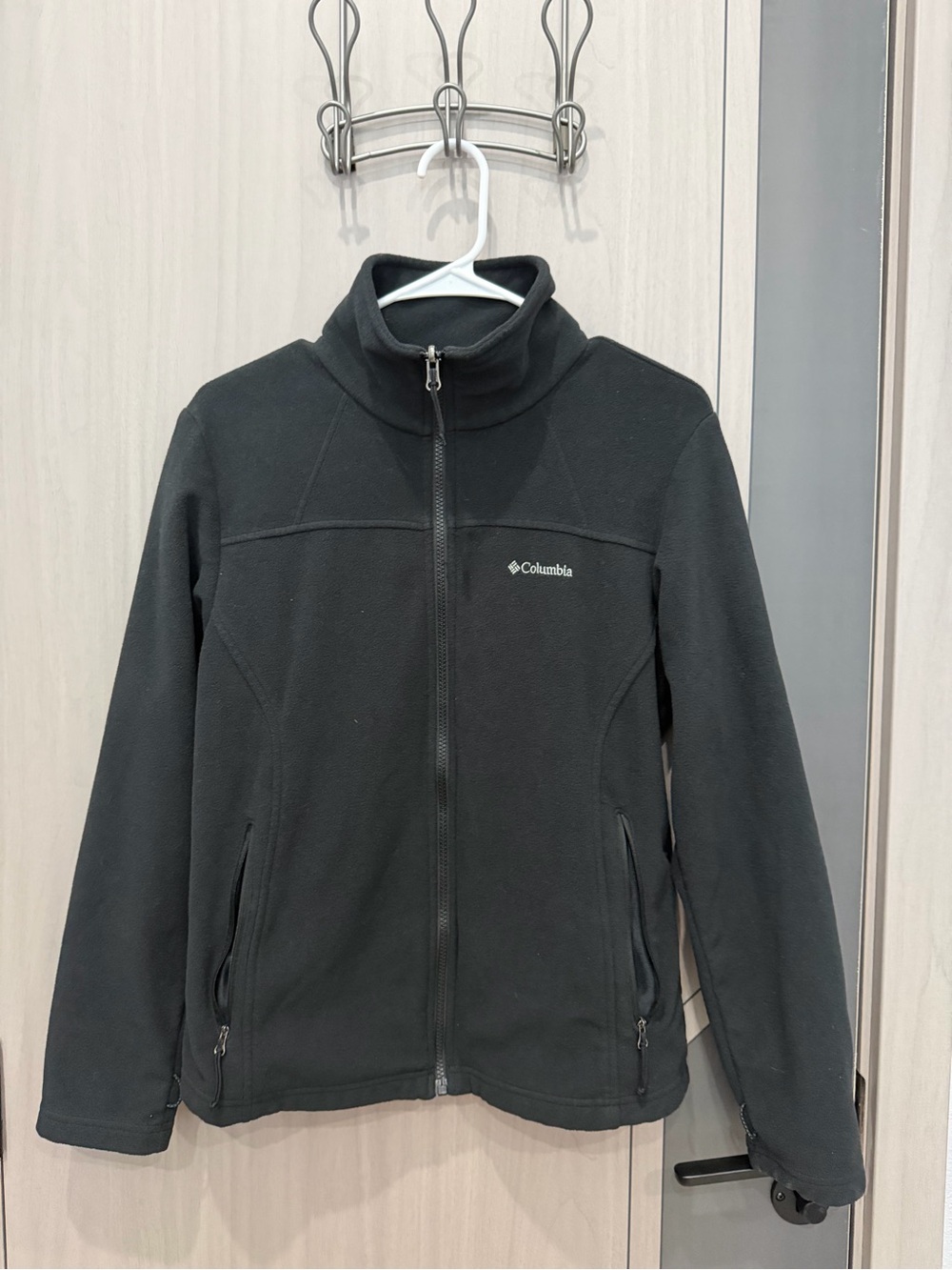Columbia Black Fleece Jacket with Blue Trim Label